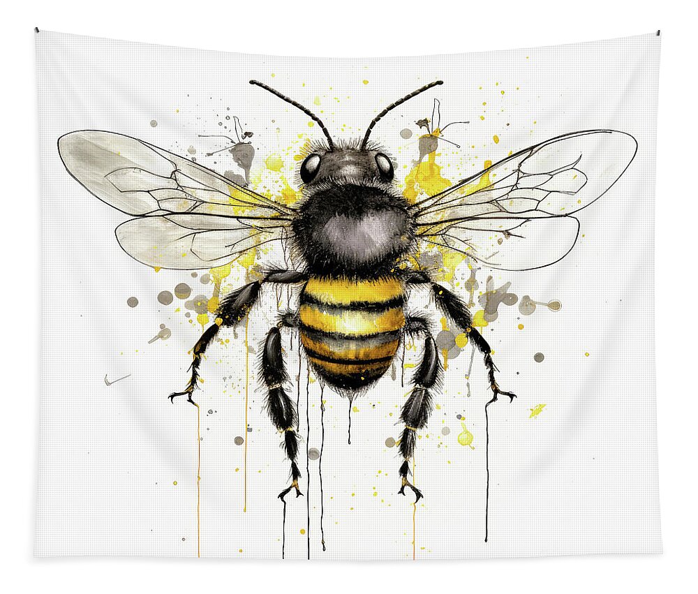 Bumble Bee Tapestry featuring the painting Beautiful Bumble Bee by Tina LeCour