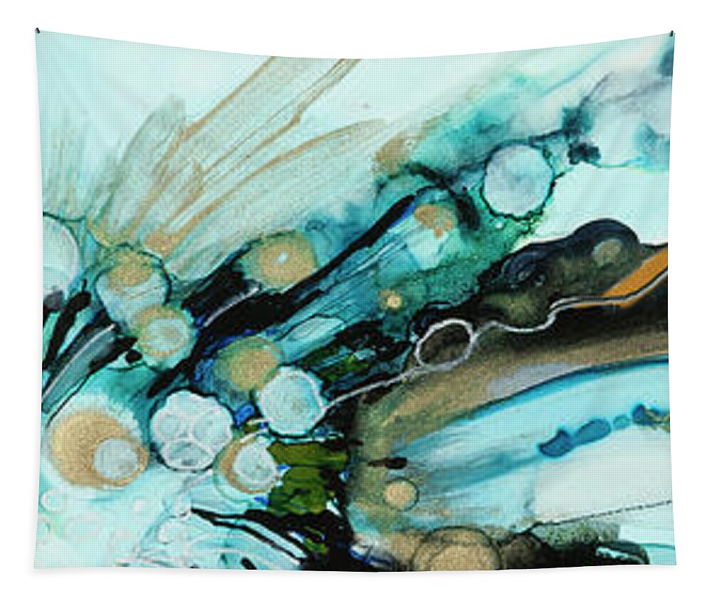  Tapestry featuring the painting Beautiful in Blue by Julie Tibus
