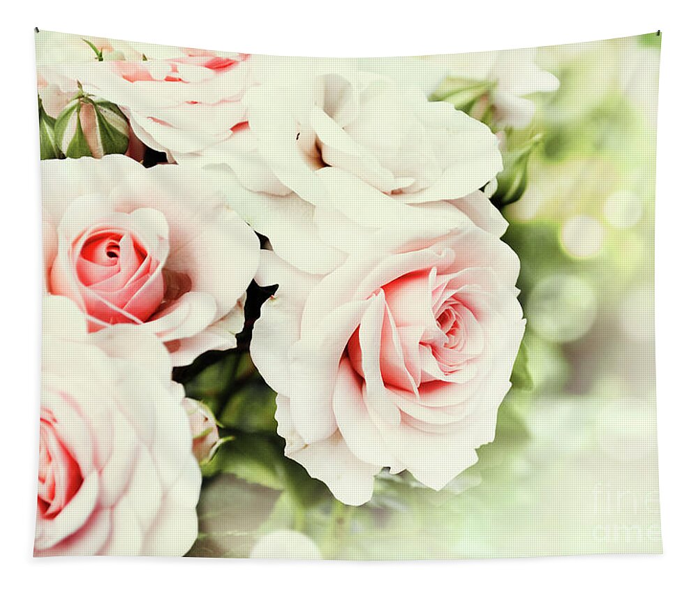 Flower Tapestry featuring the photograph Beautiful pink roses in garden by Jelena Jovanovic