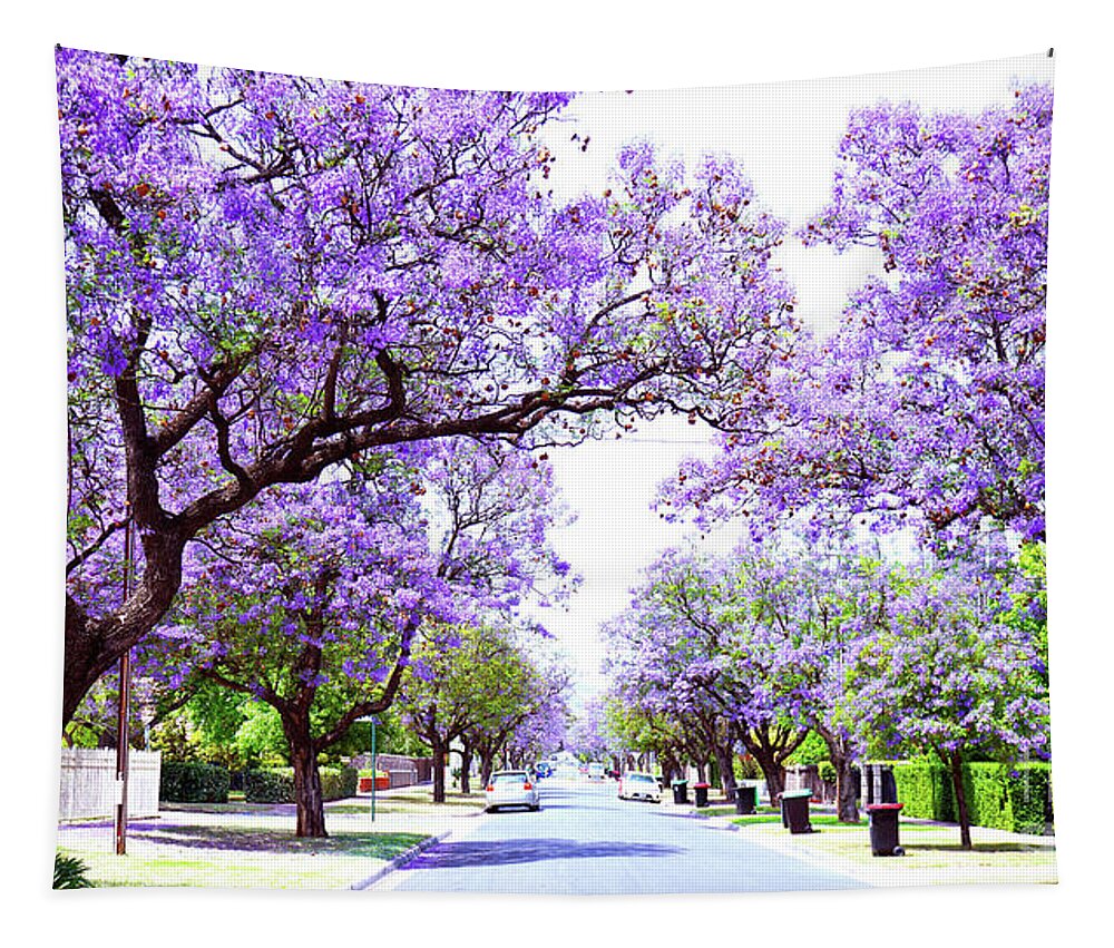 Purple flower tapestry sales