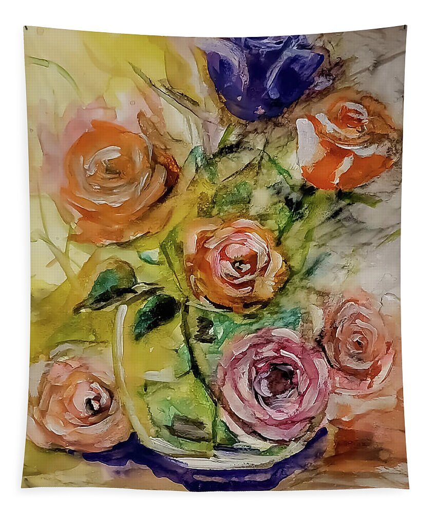 Lovely Tapestry featuring the painting Beautiful rose display by Lisa Kaiser