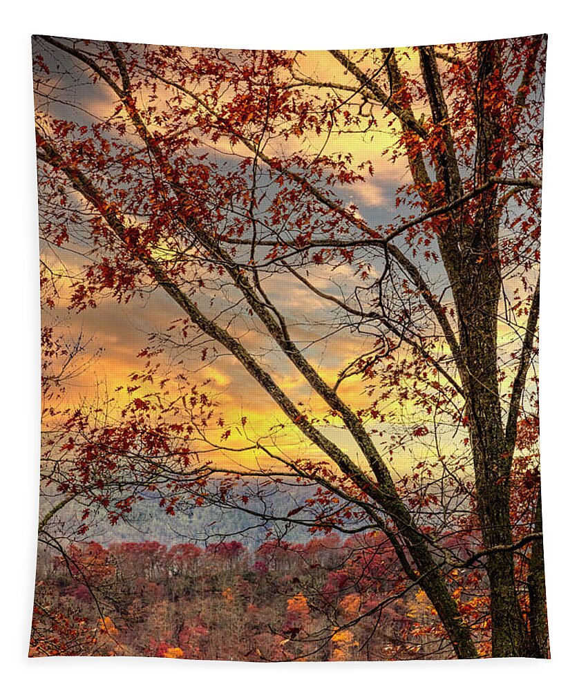 Andrews Tapestry featuring the photograph Beautiful Sunset over the Smoky Mountains by Debra and Dave Vanderlaan