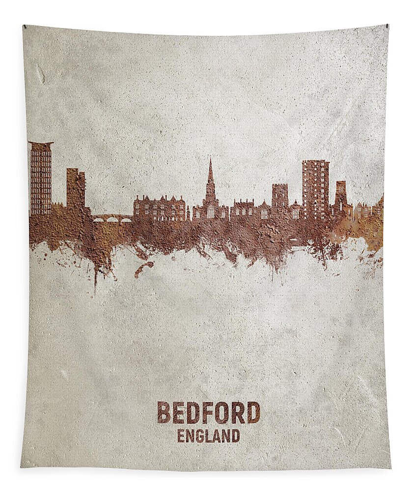 Bedford Tapestry featuring the digital art Bedford England Skyline #14 by Michael Tompsett