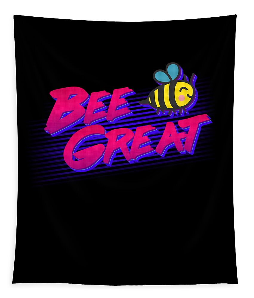 Funny Tapestry featuring the digital art Bee Great Retro by Flippin Sweet Gear