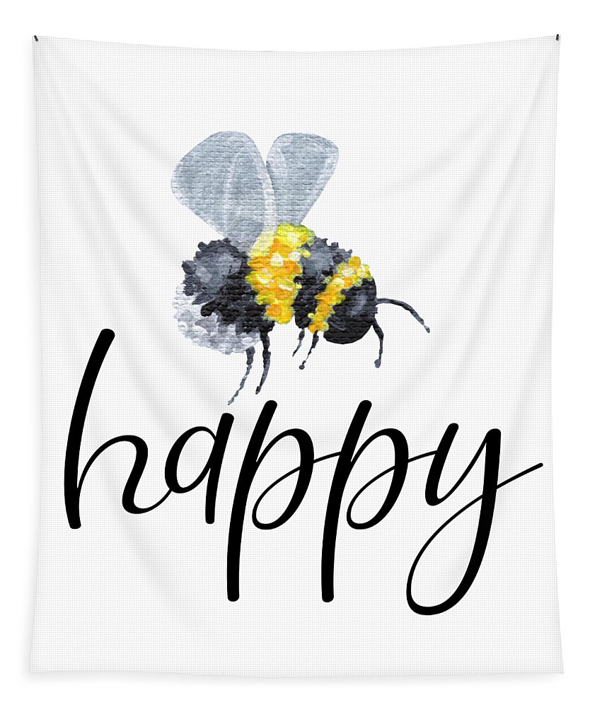 Bee Tapestry featuring the painting Bee Happy - Bumblebee by Annie Troe