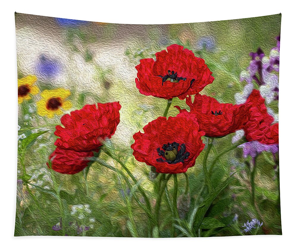 Red Poppies Tapestry featuring the photograph Being in the Moment by Vanessa Thomas