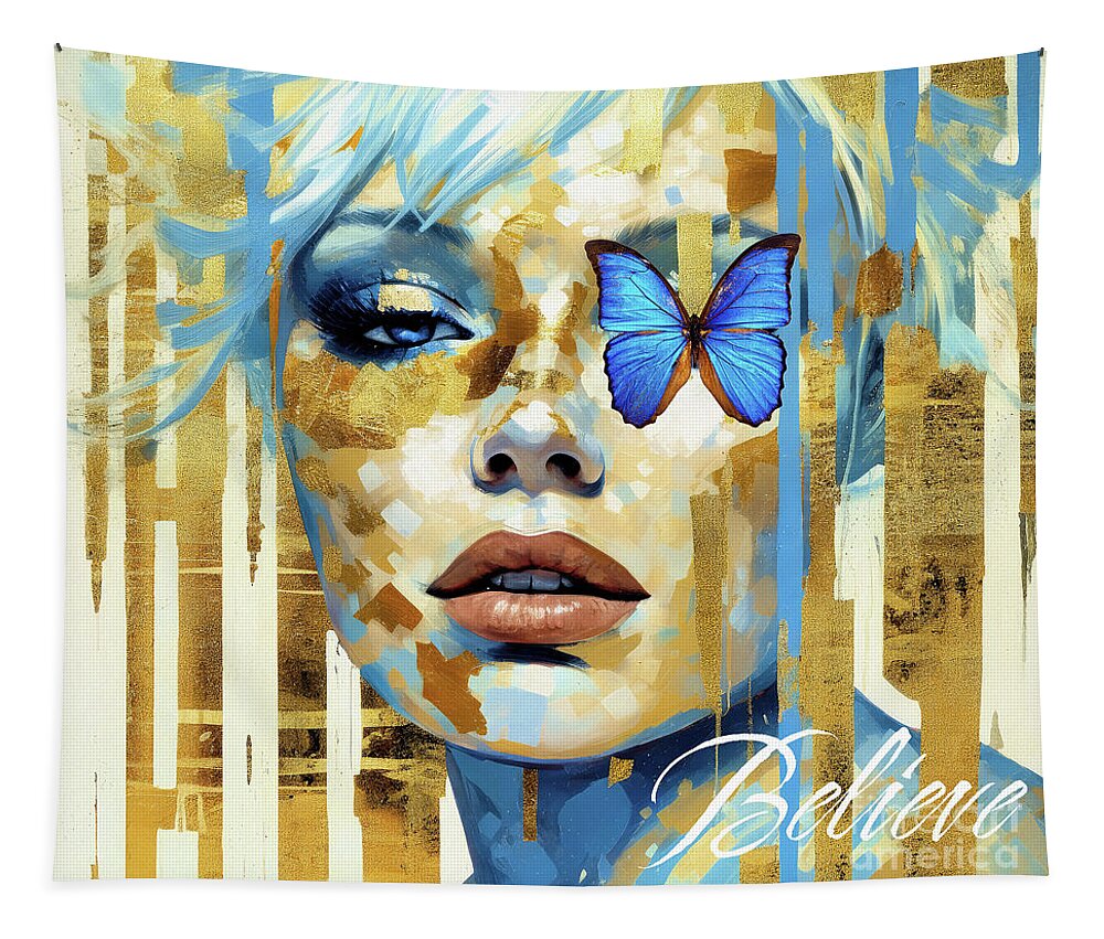 Lips Tapestry featuring the painting Believe by Tina LeCour