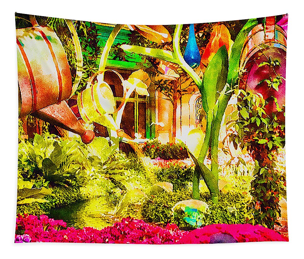 Spring Garden Tapestry featuring the photograph Bellagio spring garden, Las Vegas by Tatiana Travelways