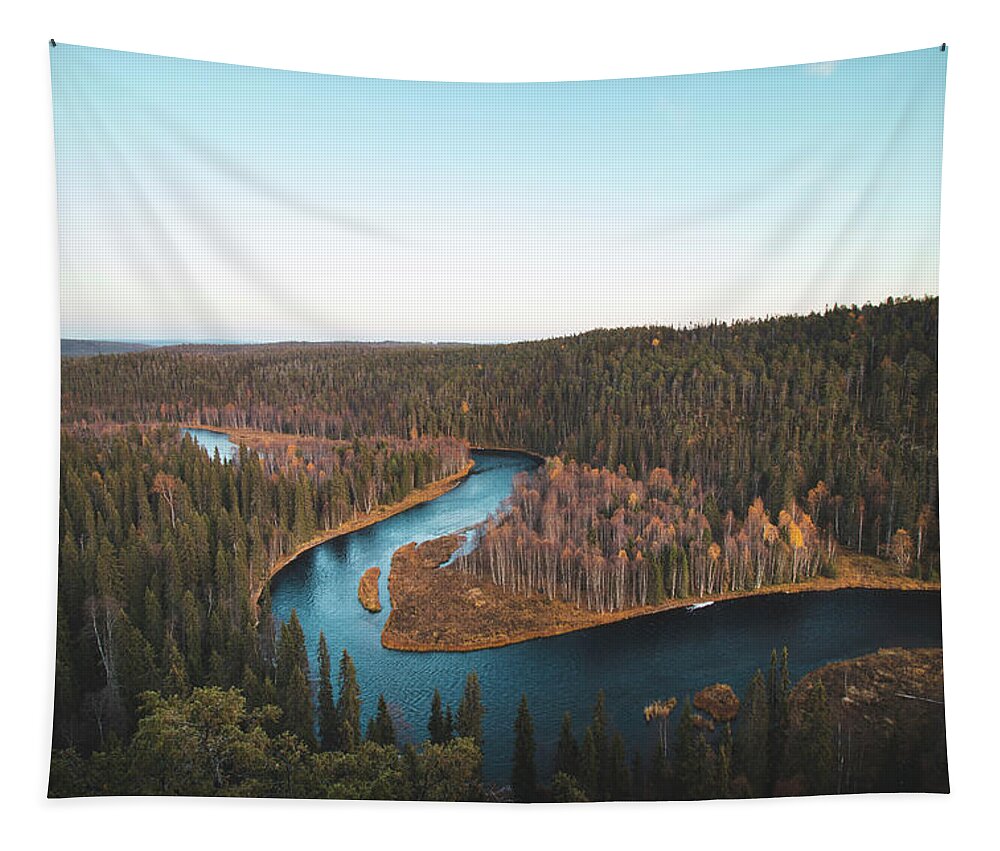 Kuusamo Tapestry featuring the photograph Bend in the Kitkajoki River in Oulanka National Park by Vaclav Sonnek