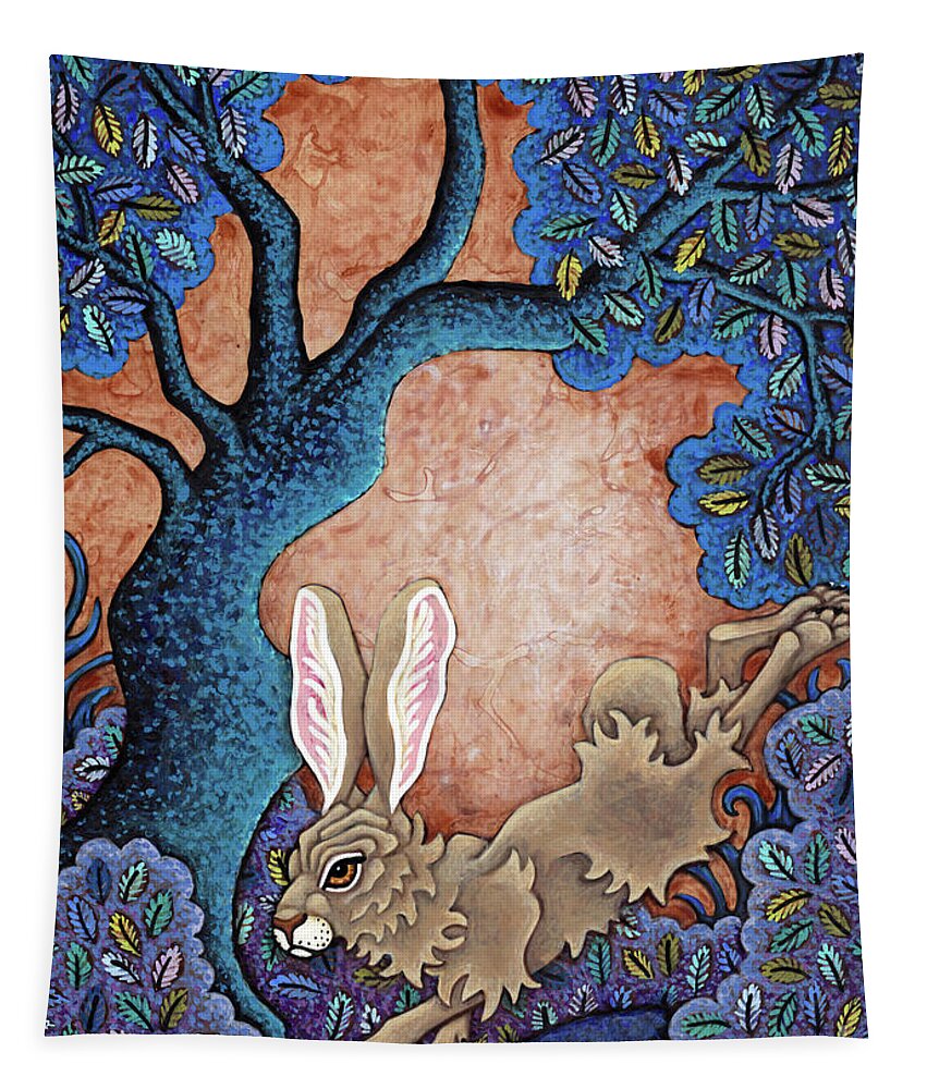 Hare Tapestry featuring the painting Beneath The Berylwood by Amy E Fraser