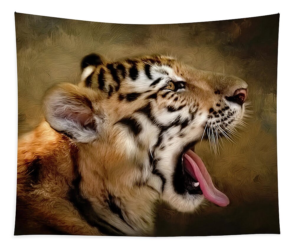 Tiger Tapestry featuring the digital art Bengal Tiger by Maggy Pease