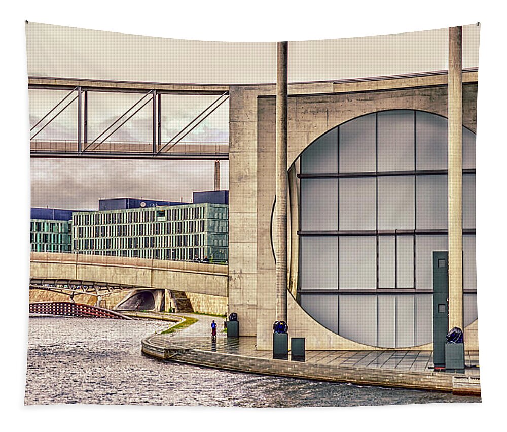 Federal Chancellery Tapestry featuring the photograph Berlin River Spree Walk by WAZgriffin Digital