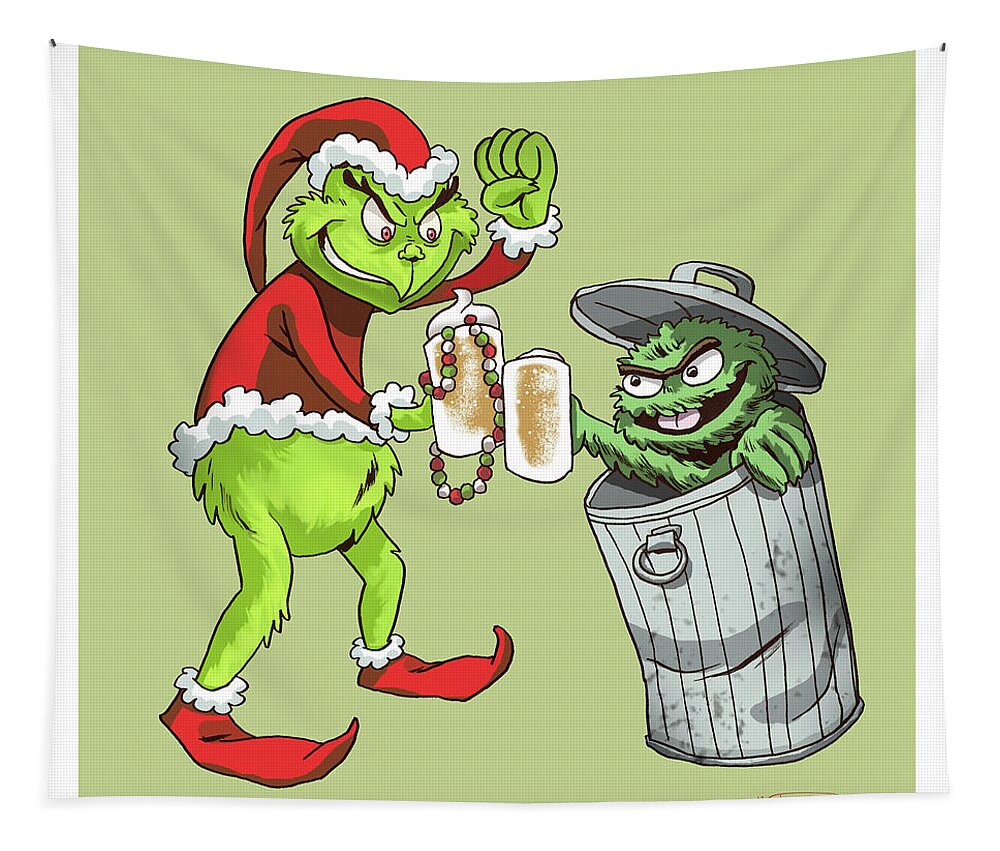 The Grouch Tapestry featuring the digital art Best Buds 2 by Kynn Peterkin