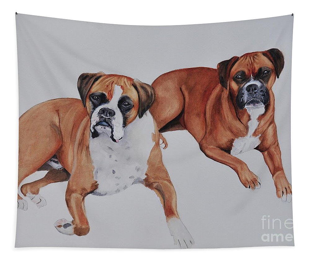 Dogs Tapestry featuring the painting Best Friends by John W Walker