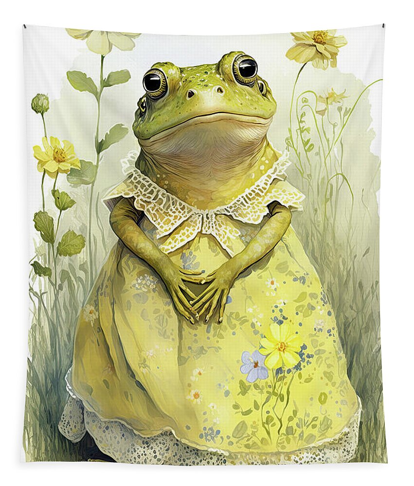 Frogs Tapestry featuring the painting Betty The Bullfrog by Tina LeCour