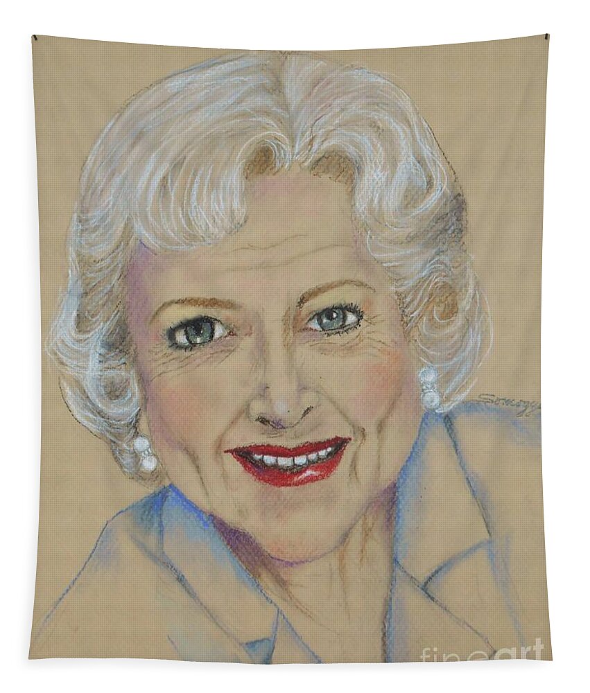Betty White Tapestry featuring the drawing Betty White by Jayne Somogy
