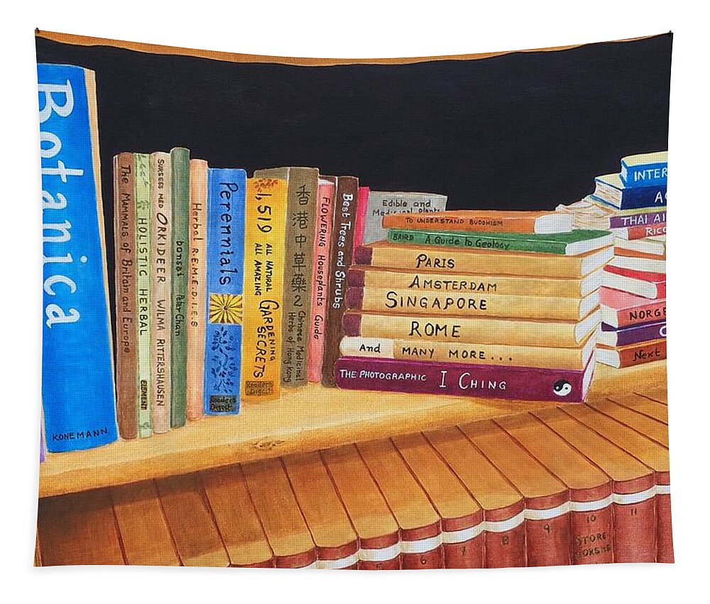 Books Tapestry featuring the painting Between the pages by Milly Tseng