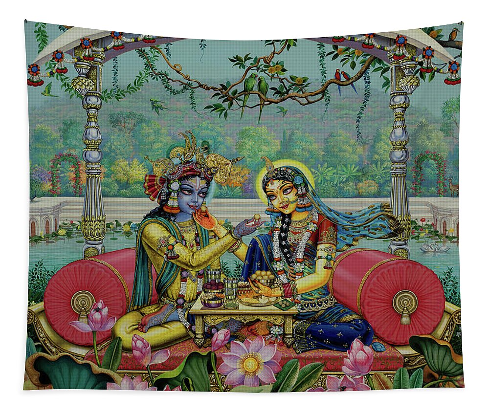 Bhojan Lila. Shree Radha Shree Krishna. Central part Tapestry by ...