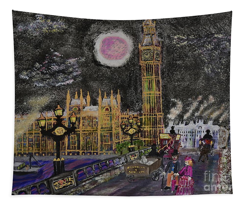 Big Ben Tapestry featuring the painting Big Ben 1885 by David Westwood