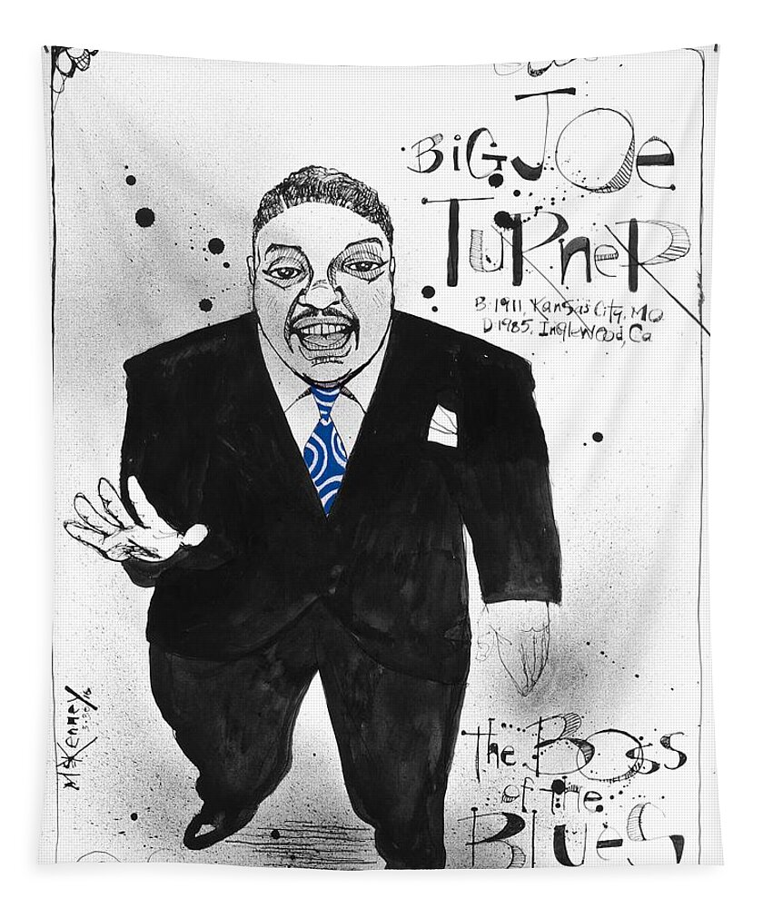  Tapestry featuring the drawing Big Joe Turner by Phil Mckenney
