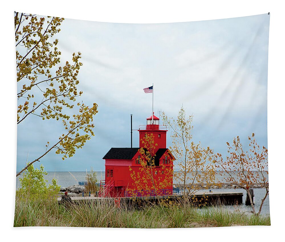 Big Red Lighthouse Tapestry featuring the photograph Big Red - Holland Harbor Light by Rich S