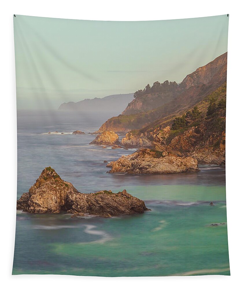 Landscape Tapestry featuring the photograph Big Sur Sunrise vertical by Jonathan Nguyen