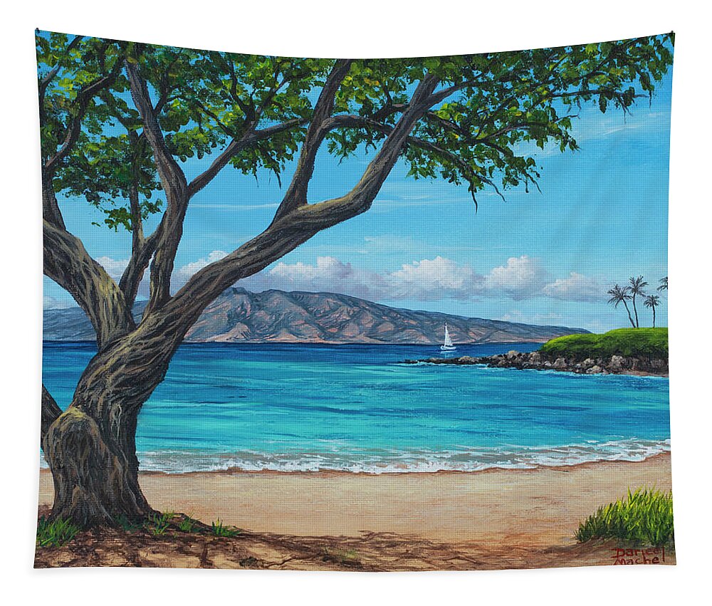 Hawaii Tapestry featuring the painting Big Tree at Kapalua Bay by Darice Machel McGuire