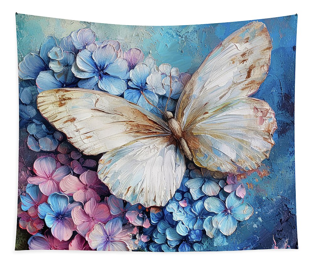 Butterfly Tapestry featuring the painting Big White Butterfly by Tina LeCour