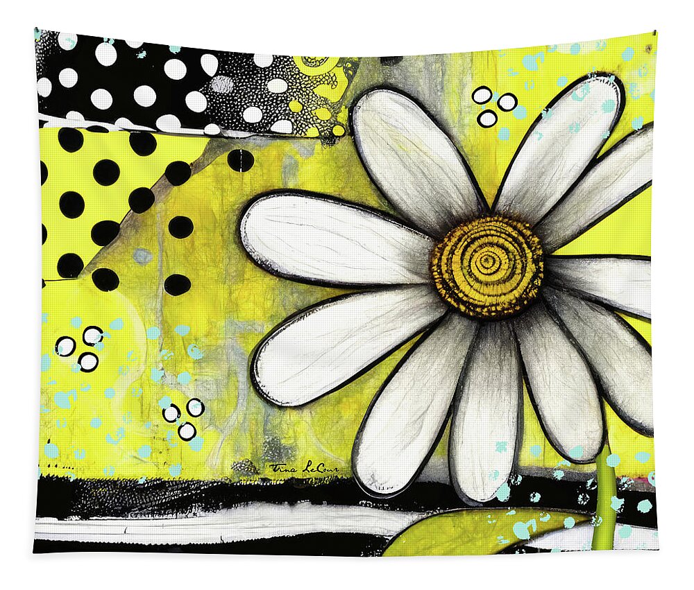 Daisy Flower Tapestry featuring the digital art Big White Daisy by Tina LeCour