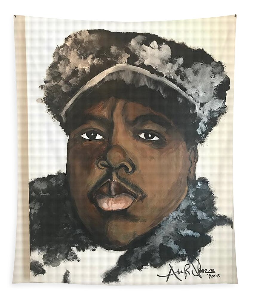  Tapestry featuring the painting Biggie by Angie ONeal
