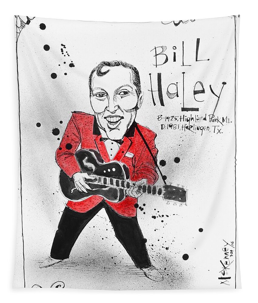  Tapestry featuring the drawing Bill Haley by Phil Mckenney