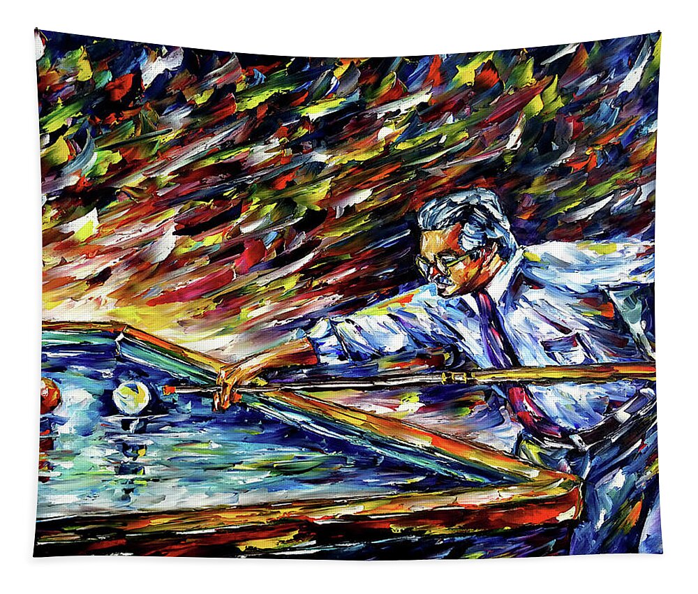 Billiards Lovers Tapestry featuring the painting Billiard Player I by Mirek Kuzniar