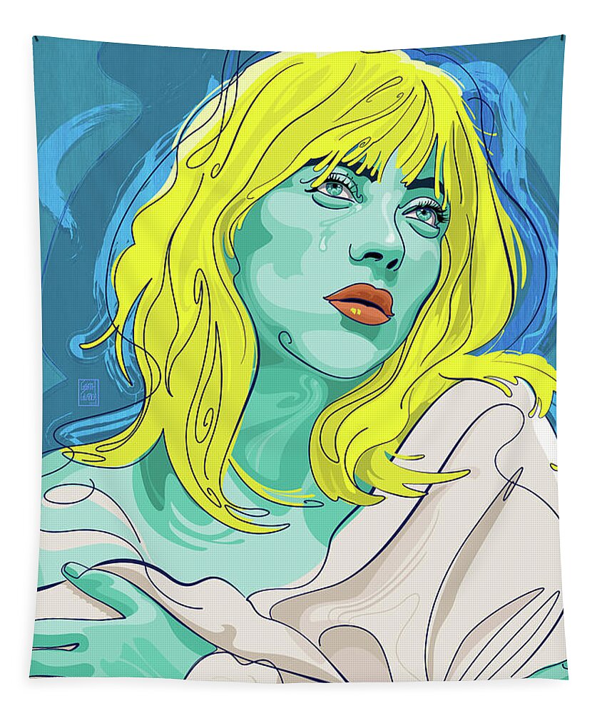 Billie Eilish Tapestry featuring the digital art Billie Eilish by Garth Glazier
