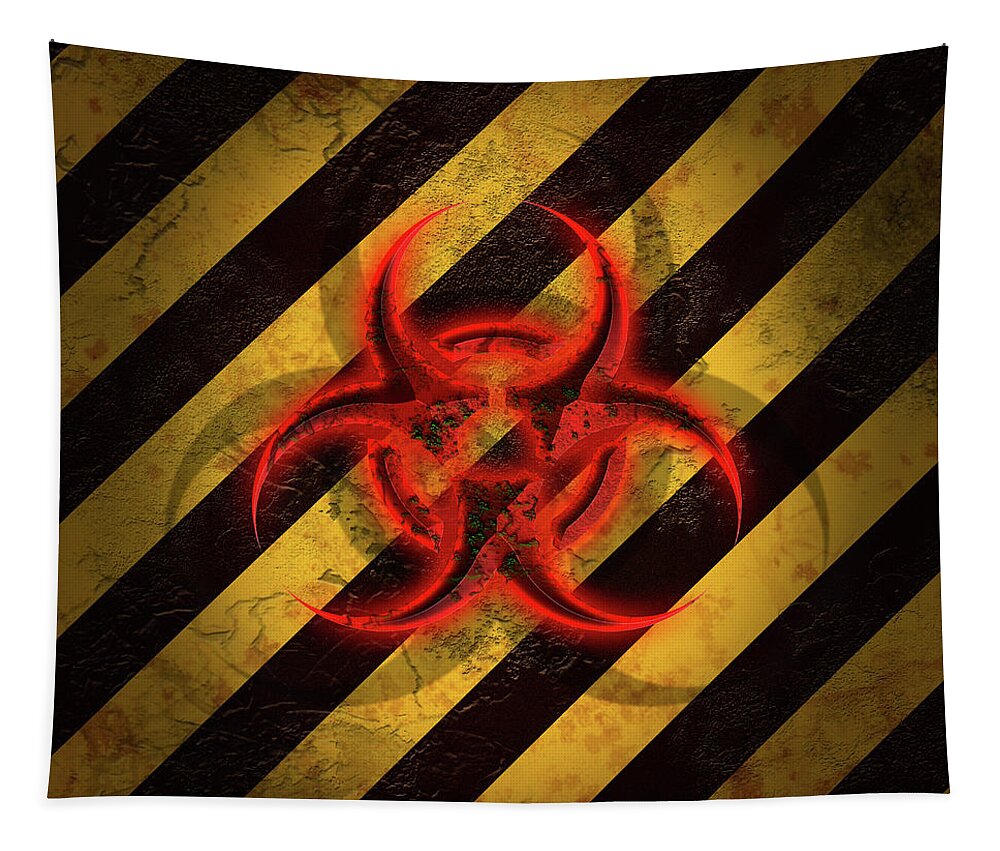 Biohazard Tapestry featuring the digital art Biohazard Red by Liquid Eye