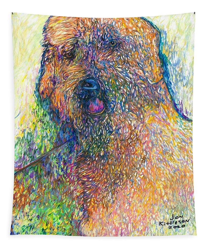 #dogs #dogsofinstagram #dog #dogstagram #puppy #doglover #dogoftheday #instadog #doglovers #doglife #pets #love #puppylove #puppies #pet #puppiesofinstagram #dogsofinsta #cute #instagram #of #petsofinstagram #dogslife #doggo #animals #ilovemydog #cats #doglove #petstagram #dogphotography #cutedogs Tapestry featuring the drawing Birdie by Jon Kittleson