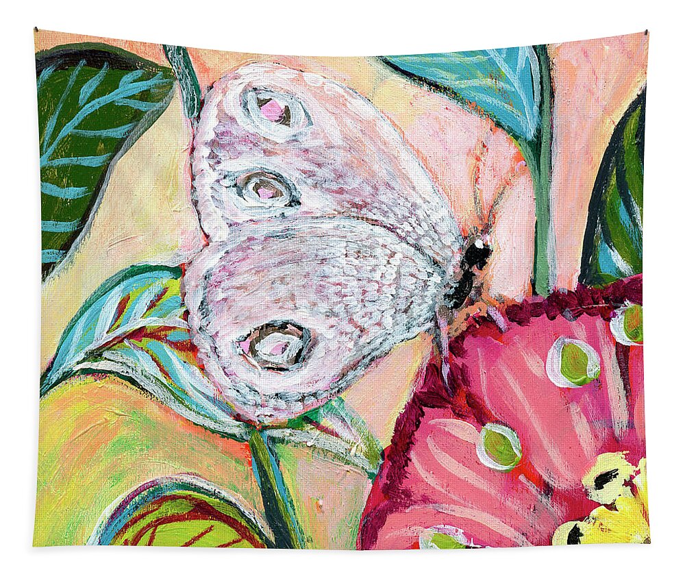 Butterfly Tapestry featuring the painting Birds and Butterflies No 14 by Jennifer Lommers
