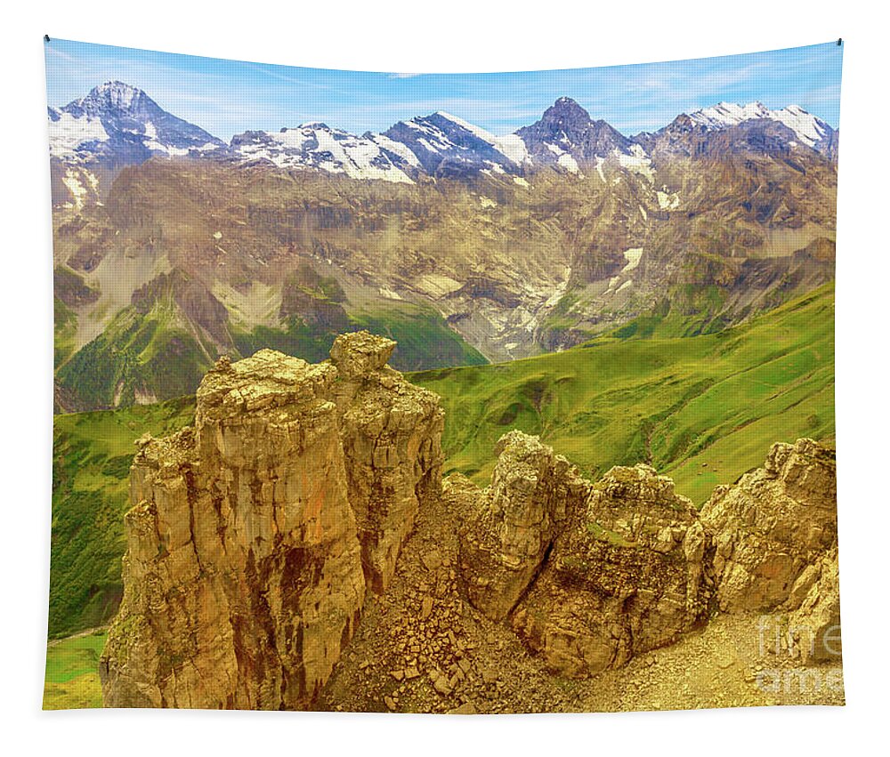 Switzerland Tapestry featuring the photograph Birg Schilthorn Switzerland by Benny Marty