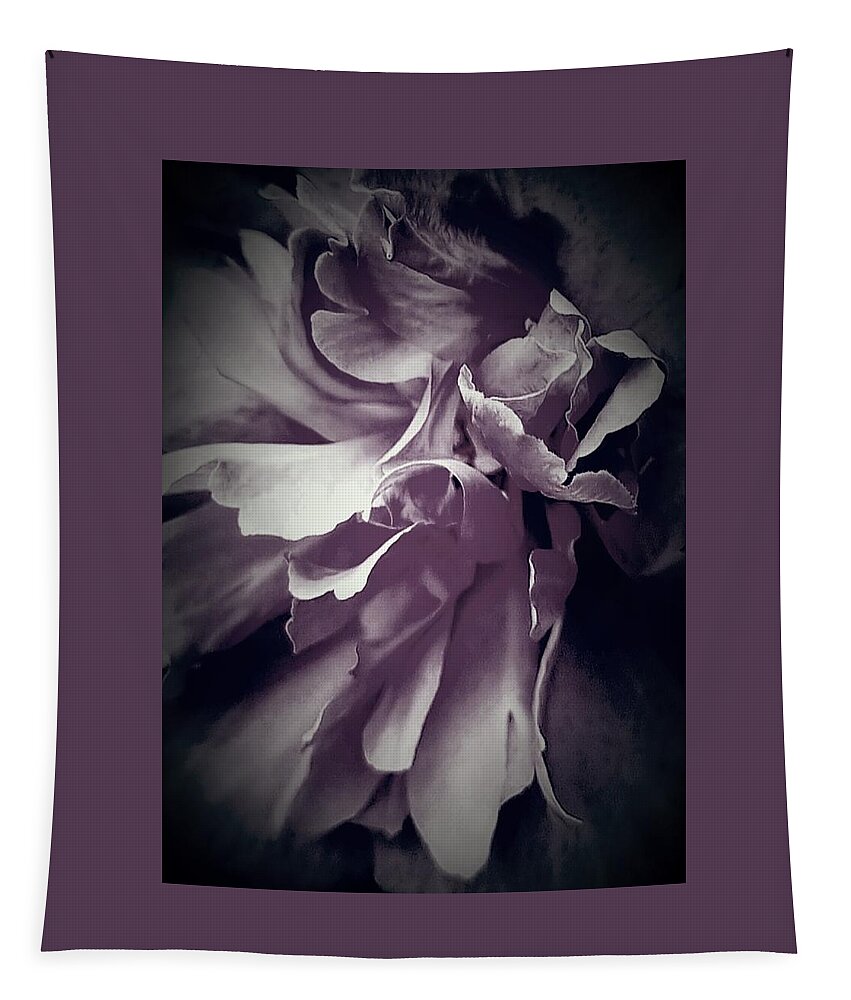 Petals Tapestry featuring the digital art Black and White Abstract Petals by Loraine Yaffe