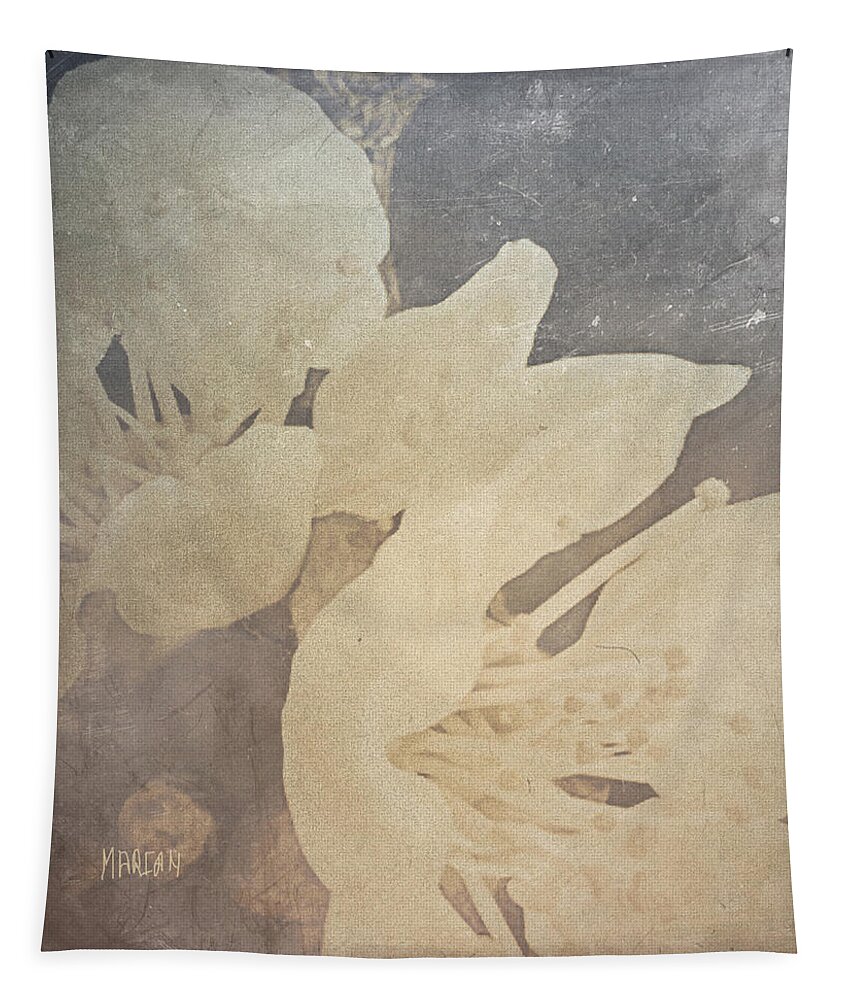 Black And White Photos Tapestry featuring the digital art Black and White Apricot Blossom by Mariam Bazzi