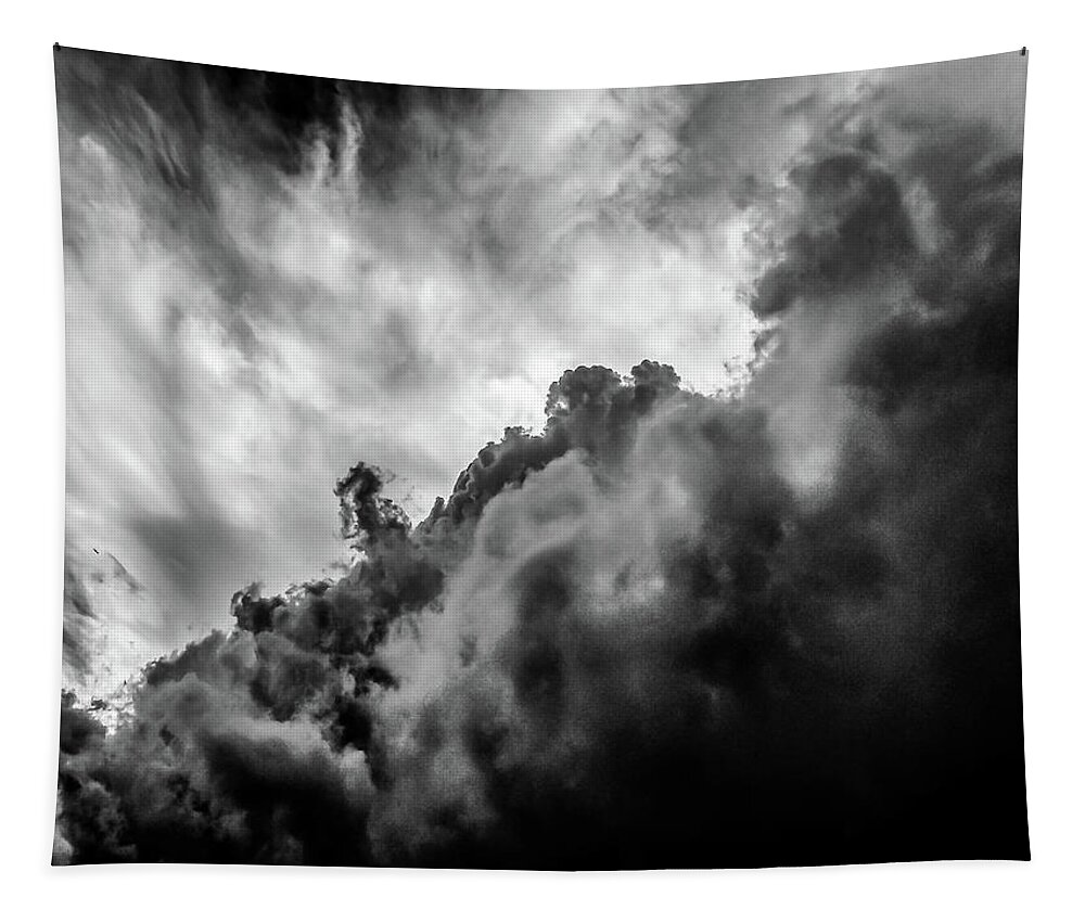 Nature Tapestry featuring the photograph Black and white Clouds by Louis Dallara