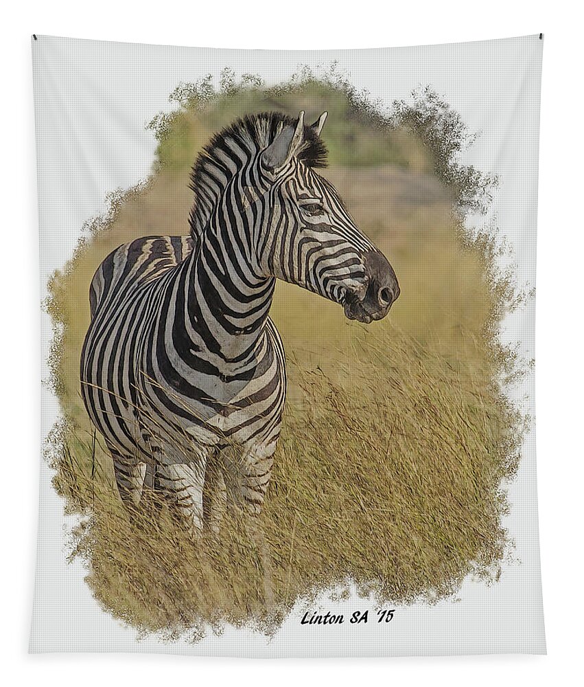 Zebra Tapestry featuring the digital art BLACK and WHITE COLOR SKETCH by Larry Linton
