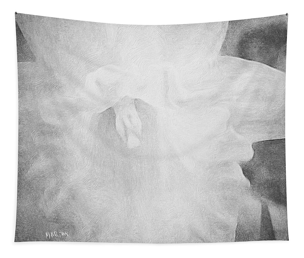 B&w Tapestry featuring the digital art Black and White Daffodil by Mariam Bazzi