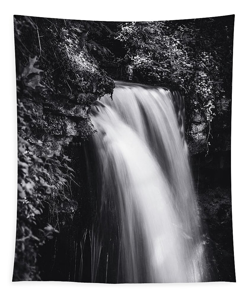 West Milton Falls Ohio Black And White Tapestry featuring the photograph Black And White West Milton Falls by Dan Sproul