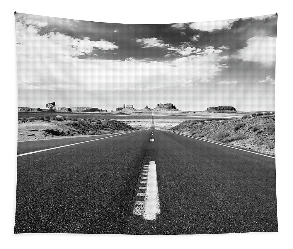 Arizona Tapestry featuring the photograph Black Arizona Series - The Valley Drive by Philippe HUGONNARD