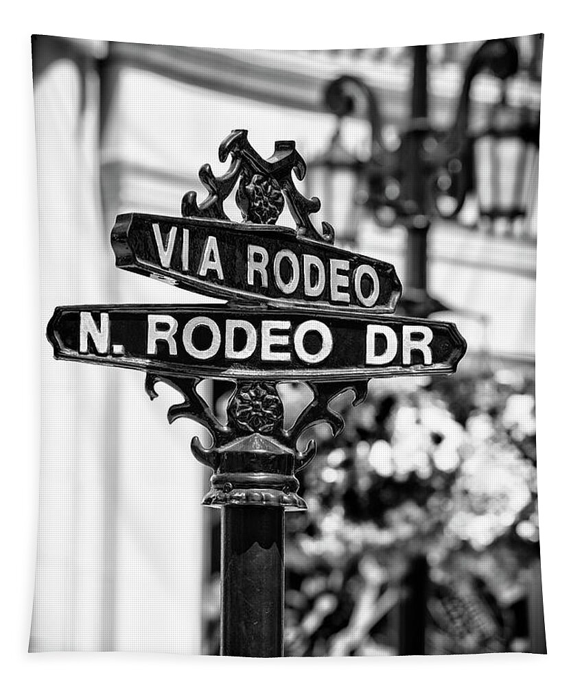 Los Angeles Tapestry featuring the photograph Black California Series - Beverly Hills Rodeo Drive by Philippe HUGONNARD