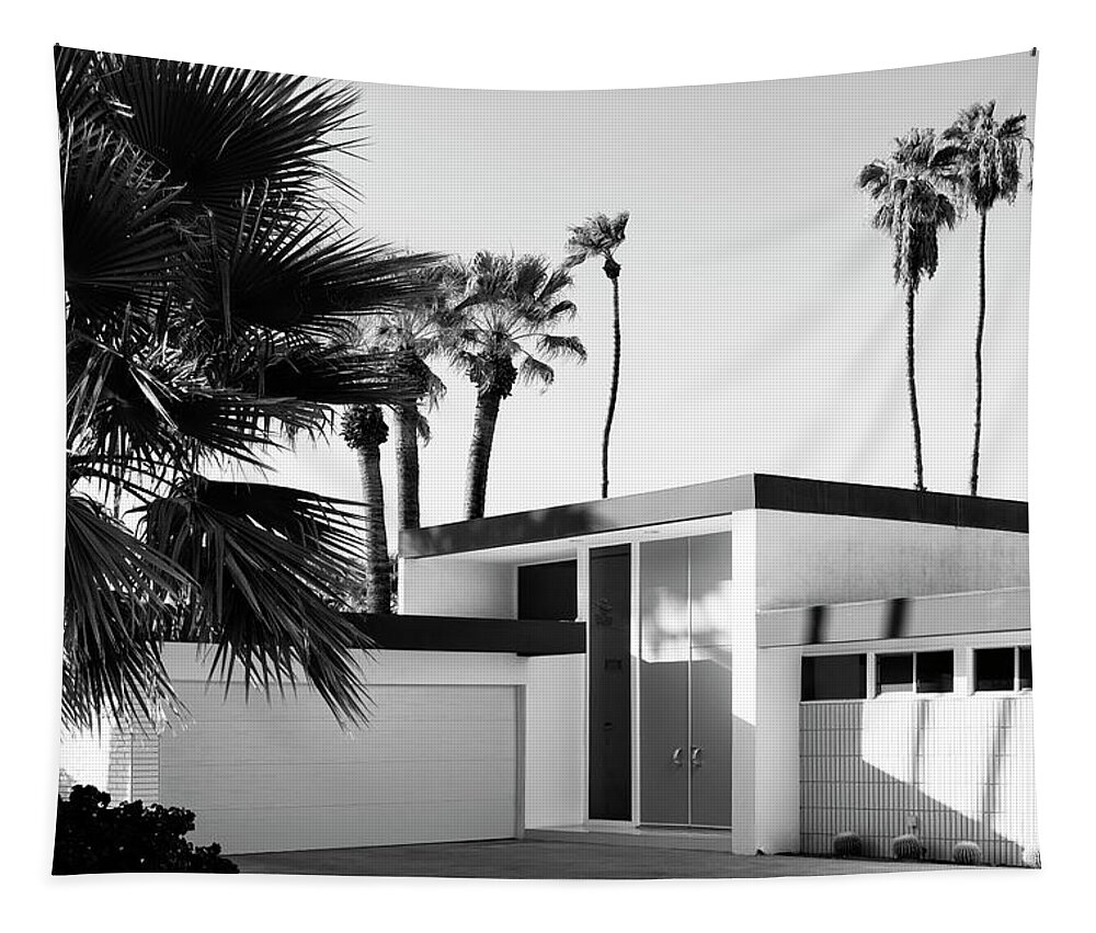 Architecture Tapestry featuring the photograph Black California Series - Palm Springs House by Philippe HUGONNARD