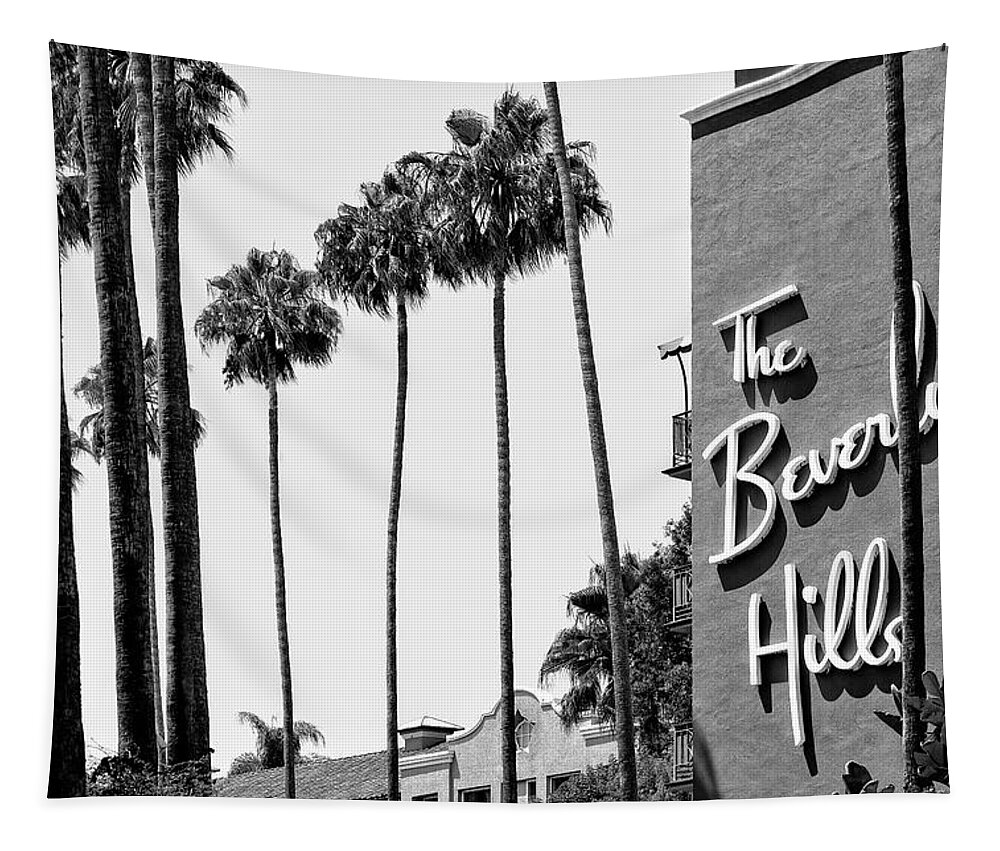 Beverly Hills Tapestry featuring the photograph Black California Series - The Beverly Hills Hotel by Philippe HUGONNARD