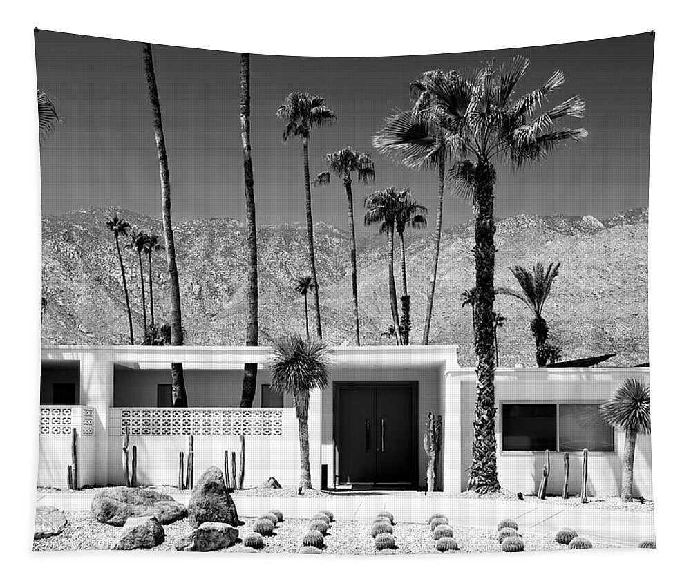Architecture Tapestry featuring the photograph Black California Series - White House Palm Springs by Philippe HUGONNARD