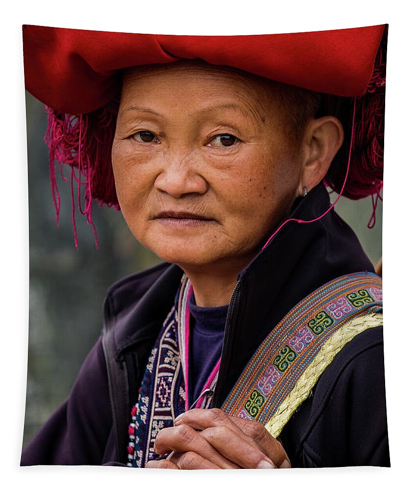 Black Tapestry featuring the photograph Black Hmong Woman by Arj Munoz