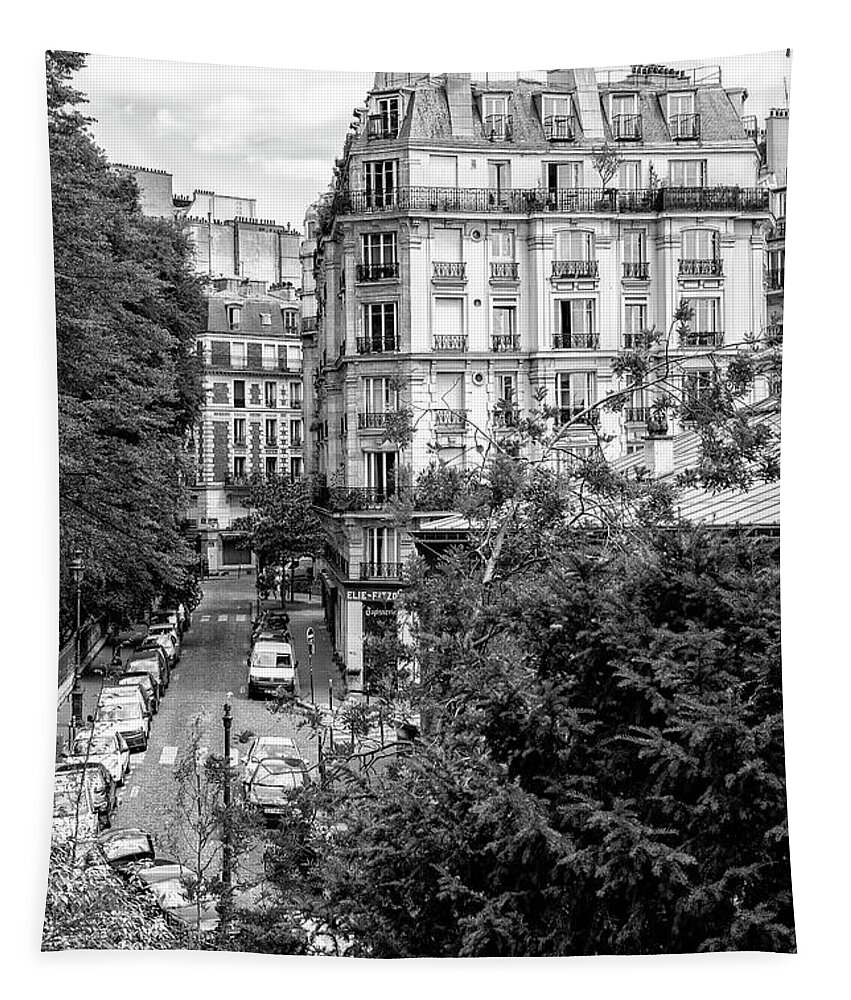 France Tapestry featuring the photograph Black Montmartre Series - Parisian Street by Philippe HUGONNARD